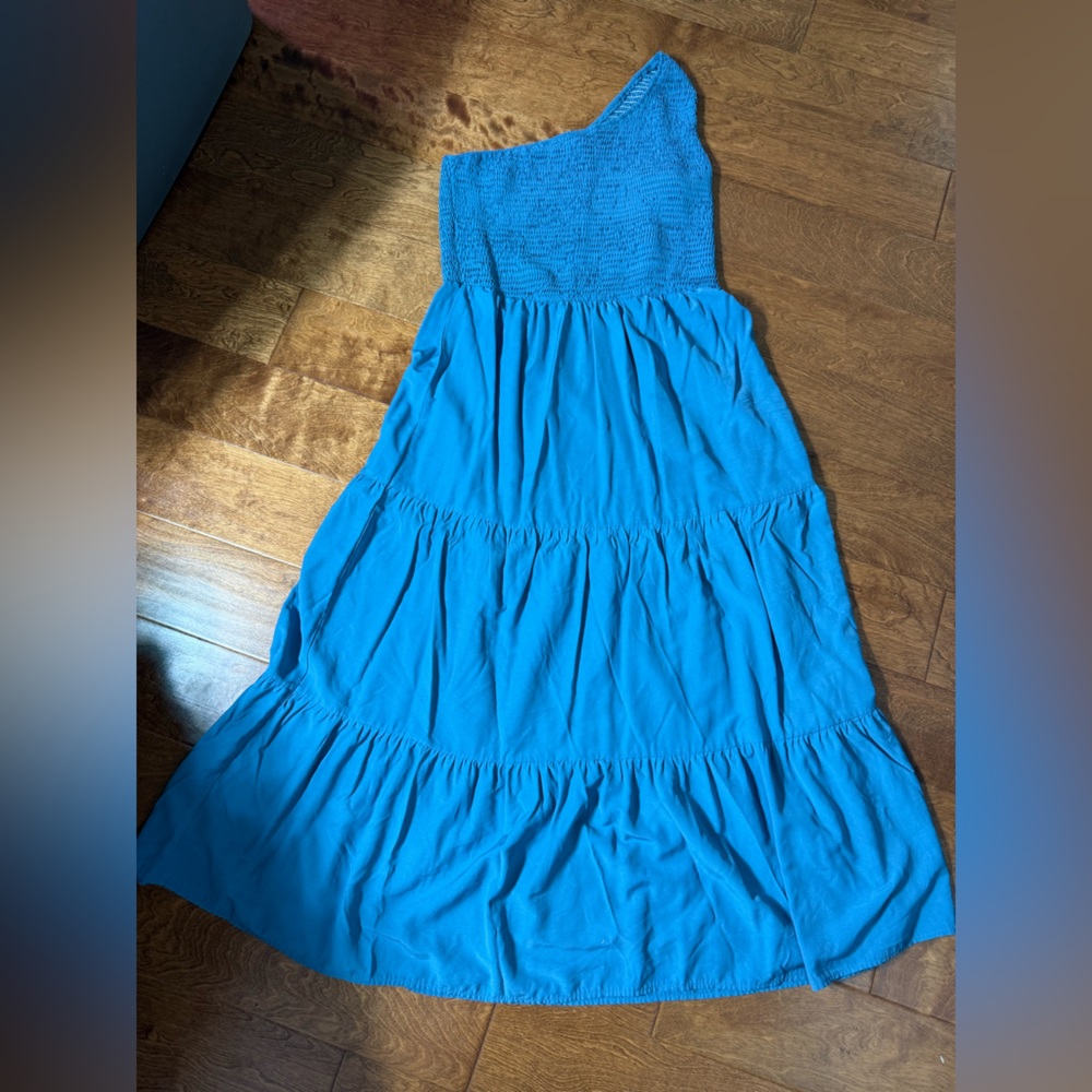 One shoulder smocked top maxi dress XL